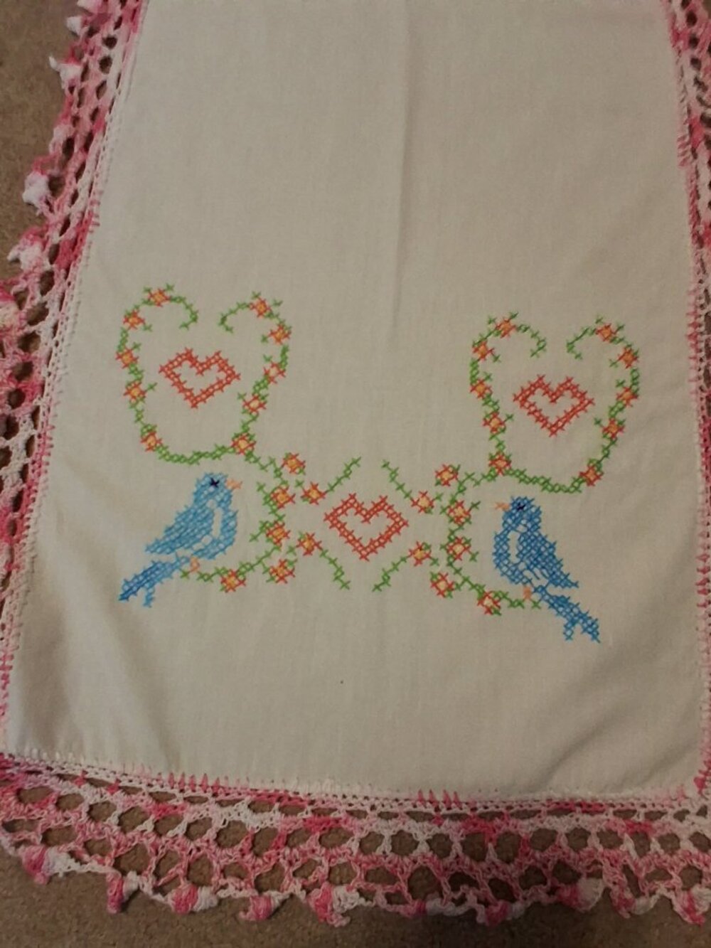 Embroidered Table Runner-Blue Birds - Picture 2 of 6